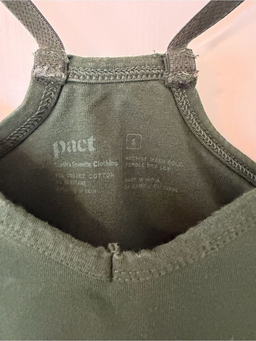 Pact Dark Green V-Neck Strappy Crop Camisole - Picture 2 of 2